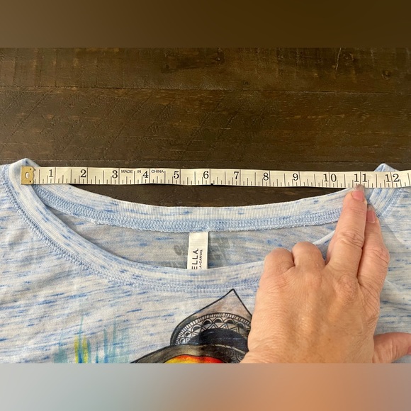 Electro Threads Blue Burn Ying Yang Watercolor Wide Sleeve Top Large - Picture 7 of 11